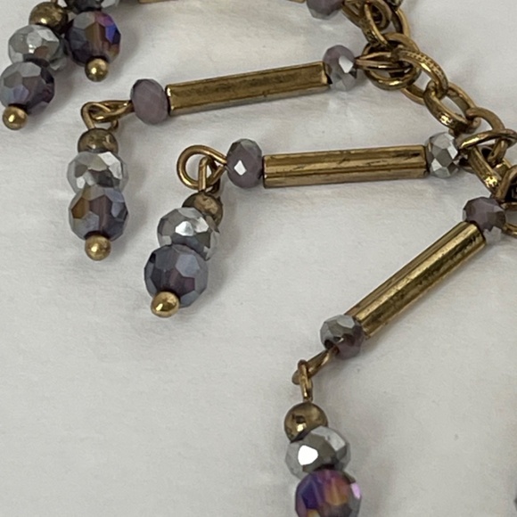 Bib Necklace Black Beads Dangle Drops Rhinestone Crystal Waterfall Bib - Picture 3 of 8